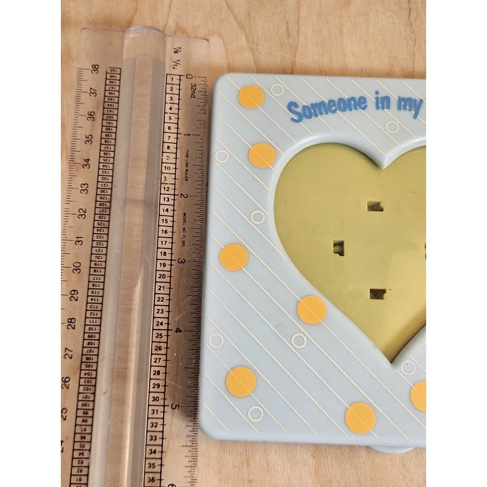 Vintage Someone in My Heart Teddy Bear Heart Photo Frame Blue Yellow 5x5